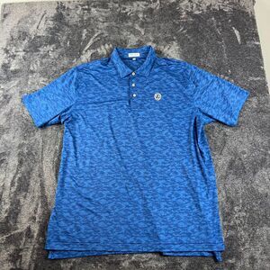 Peter Millar Summer Comfort Fish Camo Print Polo Blue Men's XL Performance Golf